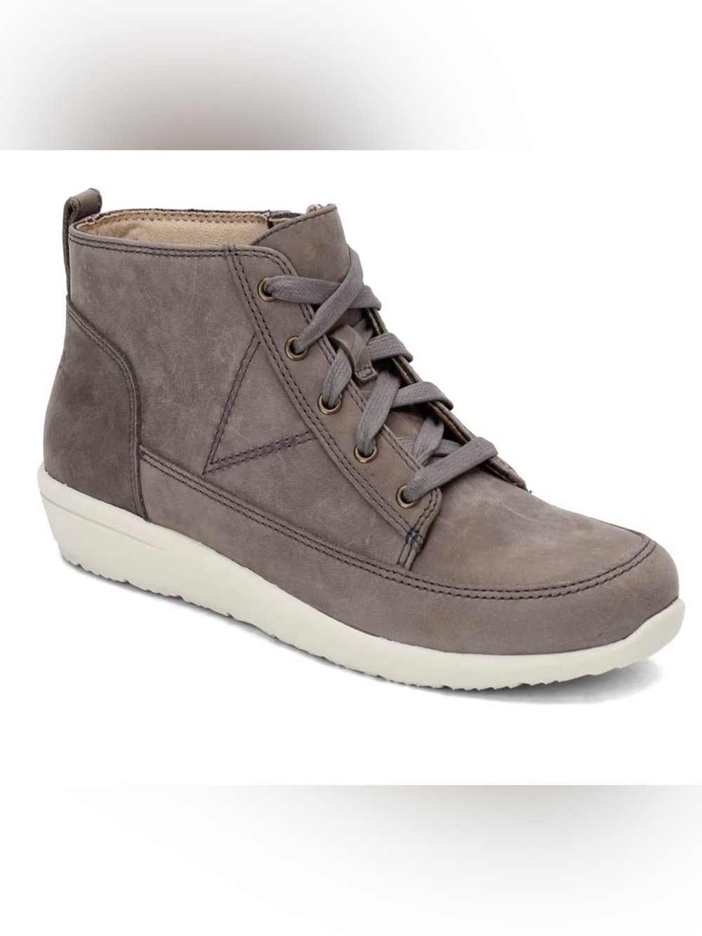 Vionic Shawna Comfort Nubuck Leather Ankle Boots High Top Sneaker Slate Grey